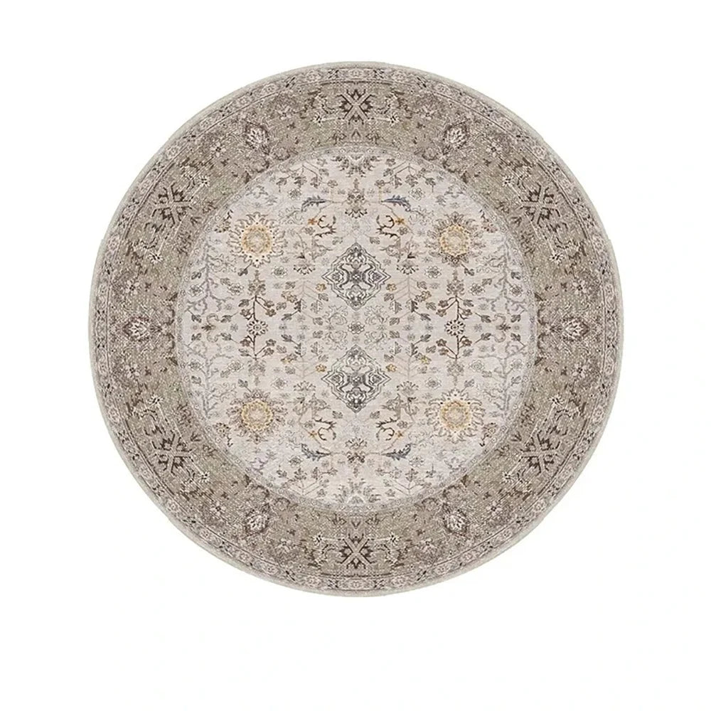 Navak Carpet Exclusive Picks Bohemian Retro Round Loop-Pile Carpet - Vintage Circular Area Rug for Coffee Table, Sofa & Bedroom Non-Slip Home Deco