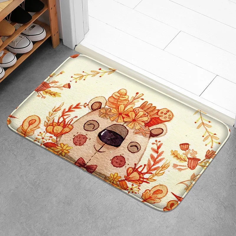 Navak Carpet Valentine's Day Bear Doormat Non-slip Absorbent Carpet Polyester Fabric Cute Home Decoration Suitable for Living Room, Doorway