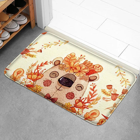 Navak Carpet Valentine's Day Bear Doormat Non-slip Absorbent Carpet Polyester Fabric Cute Home Decoration Suitable for Living Room, Doorway