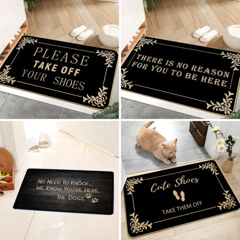Navak Carpet Funny Welcome Mats Please Take Off Your Shoes Floor Decorative Carpet Non-slip Easy Clean Rug Room Home Office Washable Doormats