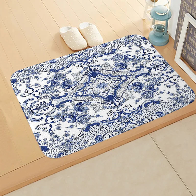 Navak Carpet Boho Persian Rug Pattern Kitchen Bath Entrance Door Mat Flannel Carpet Doormat Bedroom Mats Anti-Slip Absorbent Home Decor