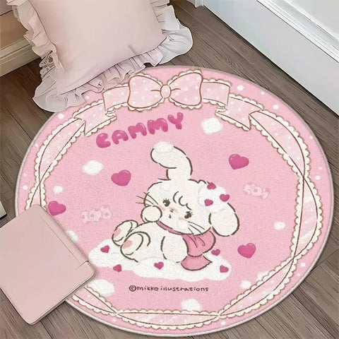 Navak Carpet Daily Picks DISNEY Kawaii Mikko Mousse Circular mat Souffle Cammy Latte cute Bedside Living Room bedroom Carpet Floor Decor Girls Rug