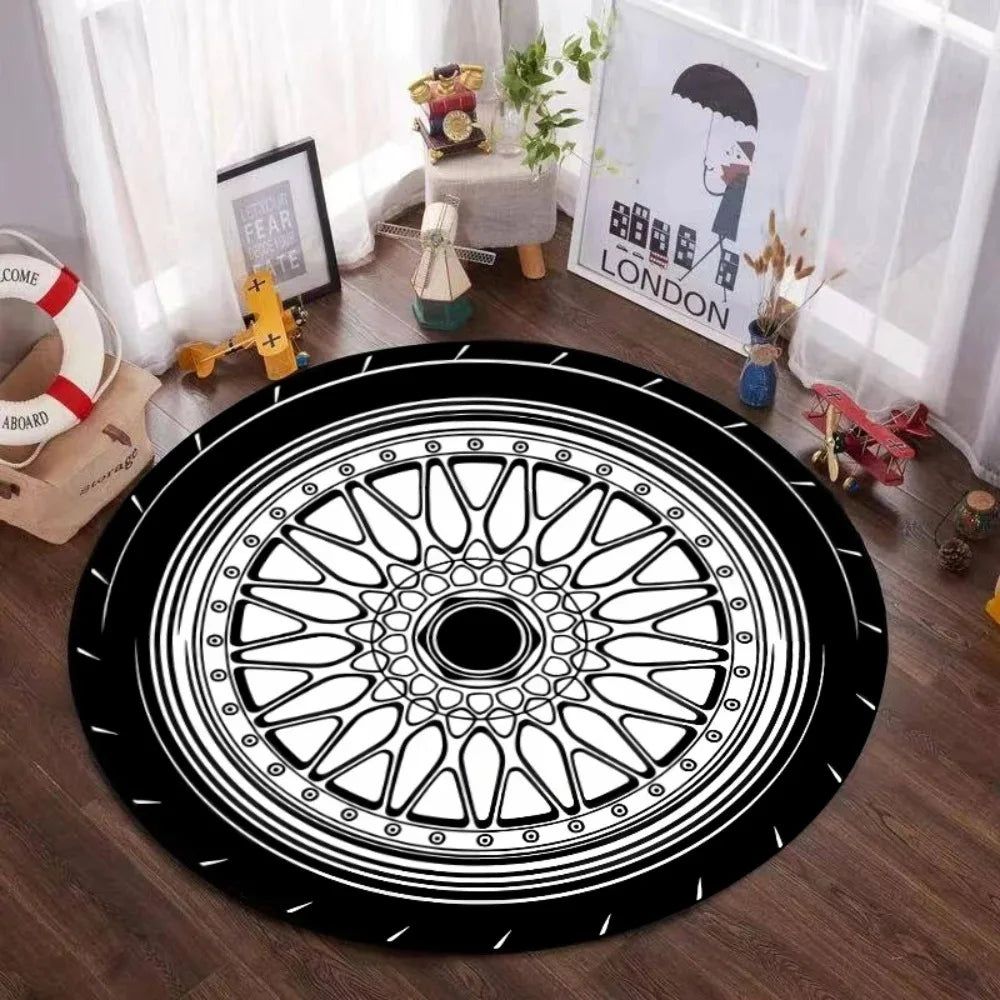 Navak Carpet Mystic Magic Circle Round Theme Interior Non-Slip Rug Bedroom Meditation Zone Ideal Decorative Rug