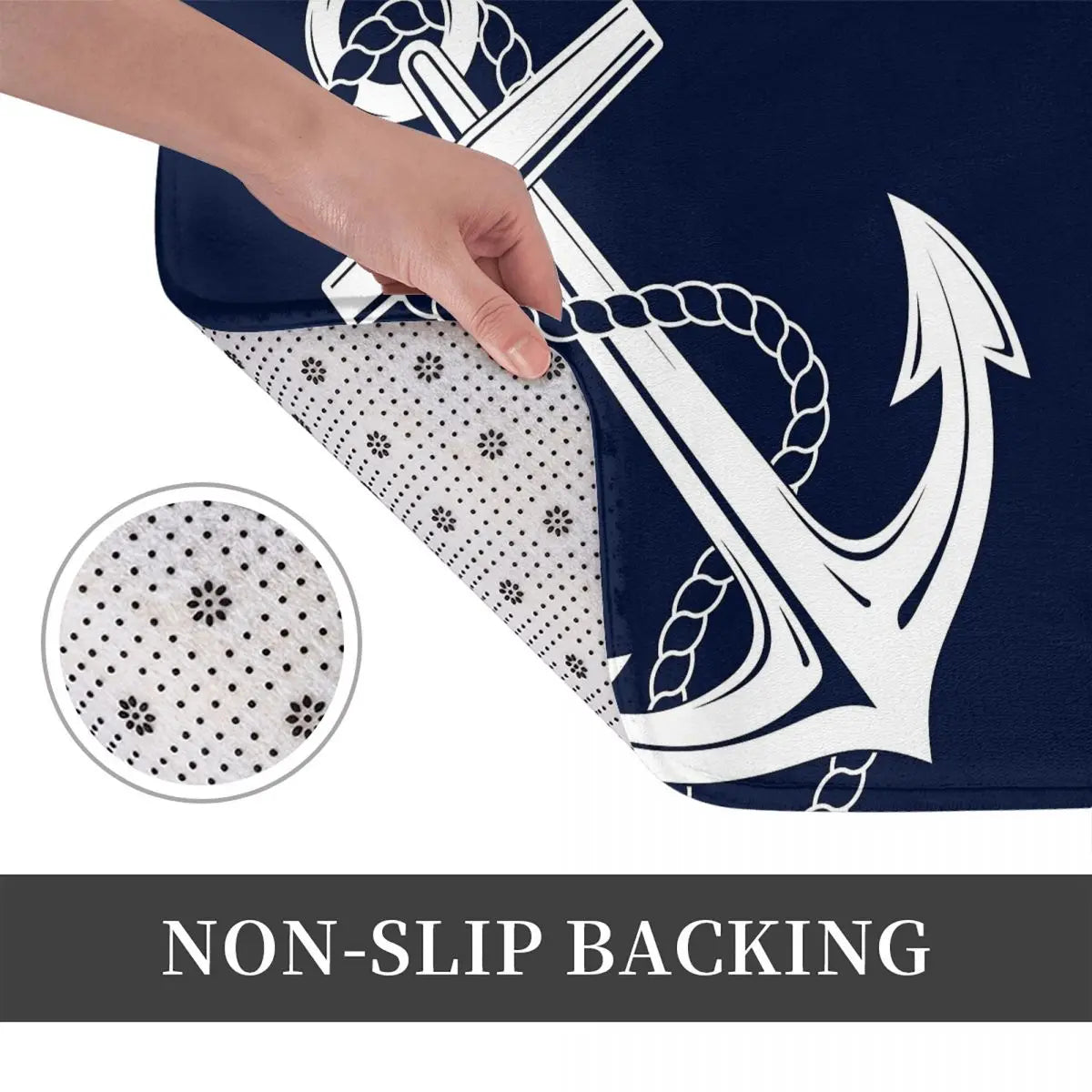 Navak Carpet Anchor Nautical White & Navy Anti-slip Doormat Floor Mat Cushion Carpet Rug for Kitchen Entrance Home Bathroom Living room Mats
