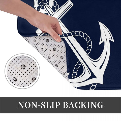 Navak Carpet Anchor Nautical White & Navy Anti-slip Doormat Floor Mat Cushion Carpet Rug for Kitchen Entrance Home Bathroom Living room Mats