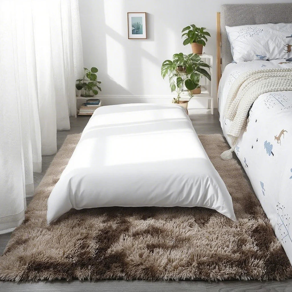 Navak Carpet Shaggy Area Gray Rug For Living Room Super Soft Long Pile Bedroom Carpet Non-Slip Children's Home Decor Fluffy Bedside Floor Mat