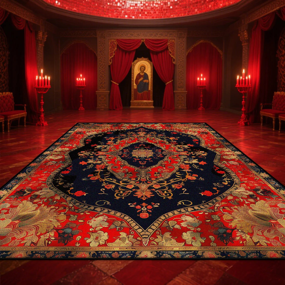 Navak Carpet Persian American Retro Carpet Large Area Living Room Decoration Home Ethnic Style Bedroom Rug Cloakroom Lounge Soft Mat Non-slip