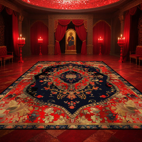 Navak Carpet Persian American Retro Carpet Large Area Living Room Decoration Home Ethnic Style Bedroom Rug Cloakroom Lounge Soft Mat Non-slip