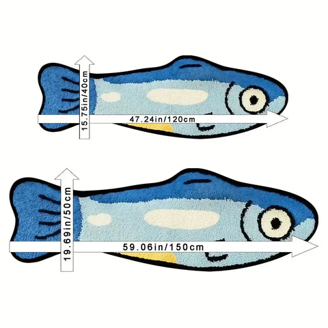 Navak Carpet Exclusive Picks Blue Cartoon Salted Fish Carpet Soft And Washable Home Decor, Suitable For Rooms, Bedrooms, Entrances, And Kitchens
