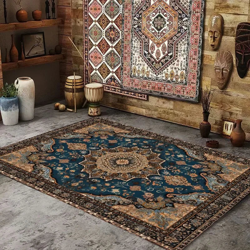 Navak Carpet Persian American Retro Carpet Large Area Living Room Decoration Home Ethnic Style Bedroom Rug Cloakroom Lounge Soft Mat Washable