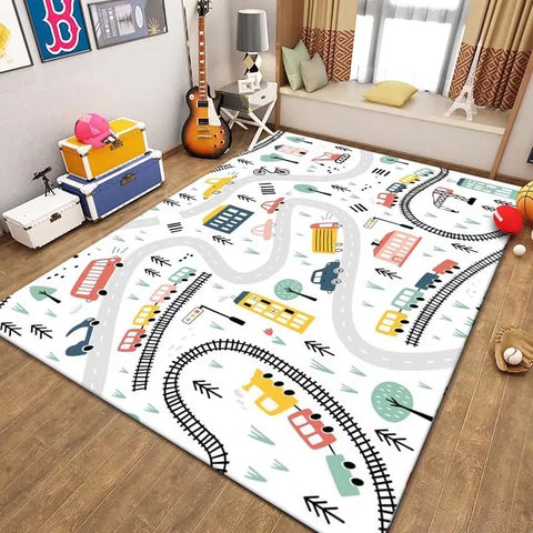 Navak Carpet Thickened Flannel Carpet Living Room Children's Bedroom Decoration Floor Rug Cartoon Road Play Mat Soft Tatami Carpets Non-slip