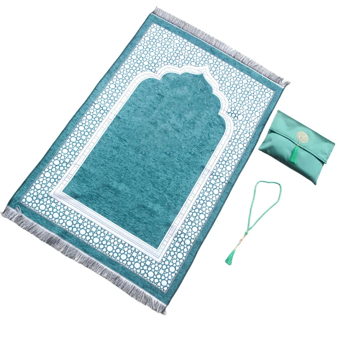 Navak Carpet Muslim Prayer Rug With Portable Bag Beads Muslim for Women Men Soft Mat Islam Gifts Set Turkish for Ramadan Eid Hajj Travel Mat