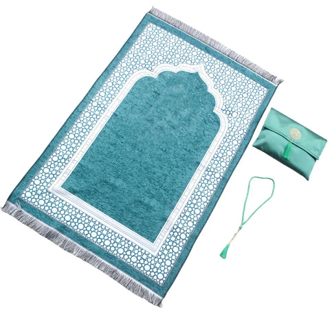 Navak Carpet Muslim Prayer Rug With Portable Bag Beads Muslim for Women Men Soft Mat Islam Gifts Set Turkish for Ramadan Eid Hajj Travel Mat