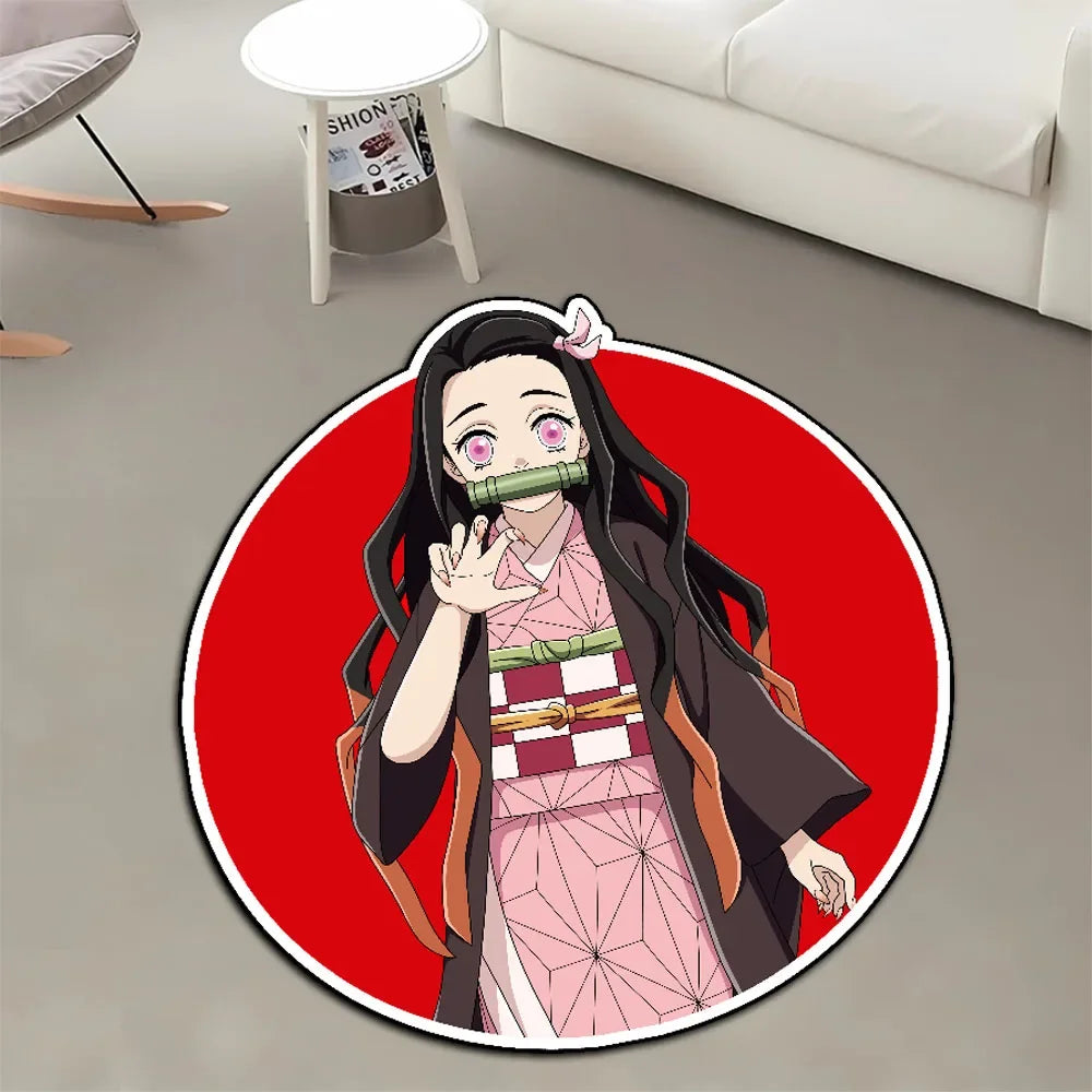 Navak Carpet Area Rug Anime Demon Slayer Nezuko Kokushibou Tanjirou Kanroji Kochou Gokudera Makoto Creative Printed Carpet for Home Decor