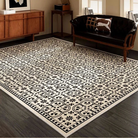 Navak Carpet Luxurious Black White Area Rug Large Non-Slip Living Room Carpet Washable Easy Care Comfortable Bedroom Decorative Floor Mat