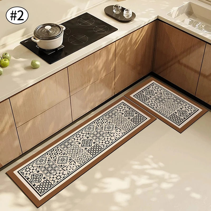 Navak Carpet Exclusive Picks American Light Luxury Water-absorbent Non-slip Dirt-resistant Foot Mat Vintage Crystal Velvet Kitchen Doorway Carpet