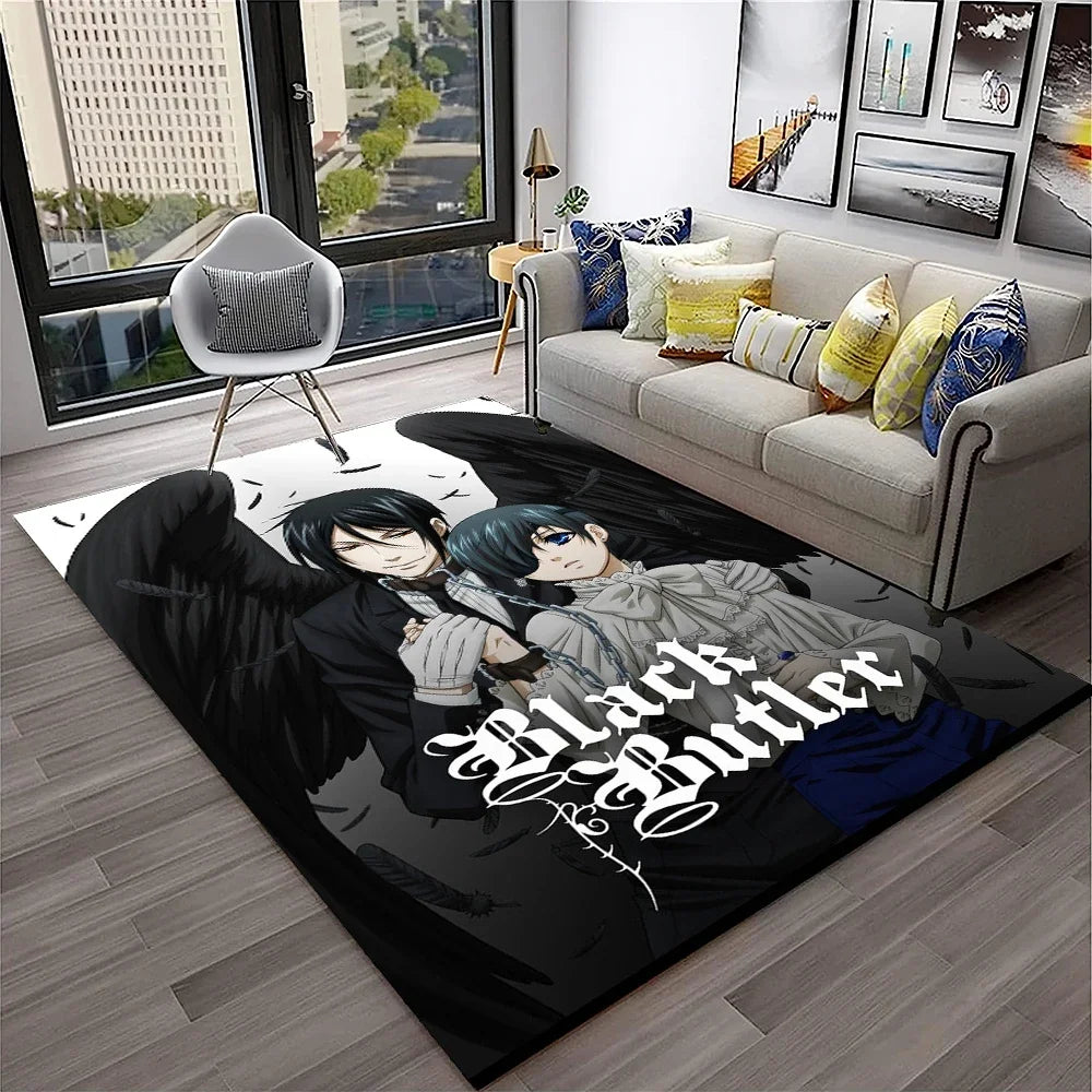 Navak Carpet 3D Anime Black Butler Cartoon Carpet Rug for Home Living Room Bedroom Sofa Doormat Decor,kids play Area Rug Non-slip Floor Mat