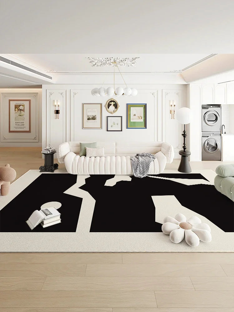 Navak Carpet Modern Luxury Bedroom Decor Bedside Carpet Large Area Black White Carpets for Living RoomPlush Rug HomeMat