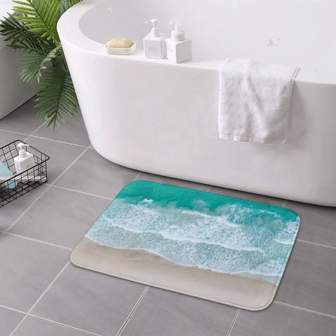 Navak Carpet Nautical Coastal Beach Waves Entrance Doormat Home Decor Kitchen Hallway Balcony Rugs Bathroom Anti-slip Mat Foot Pad