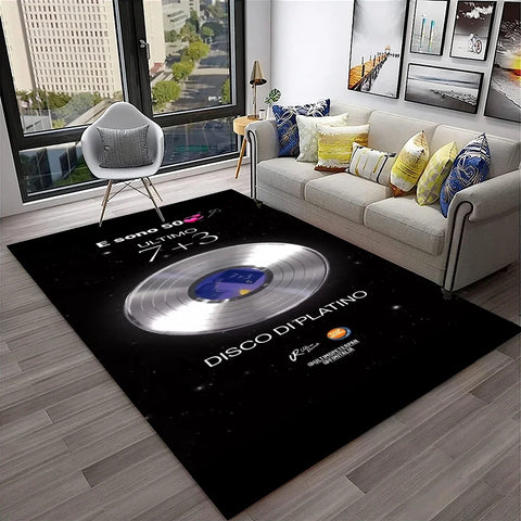 Navak Carpet 3D Retro Vinyl Record Music Art Carpet Rug for Home Living Room Bedroom Sofa Doormat Decor,Kid Play Area Rug Non-slip Floor Mat