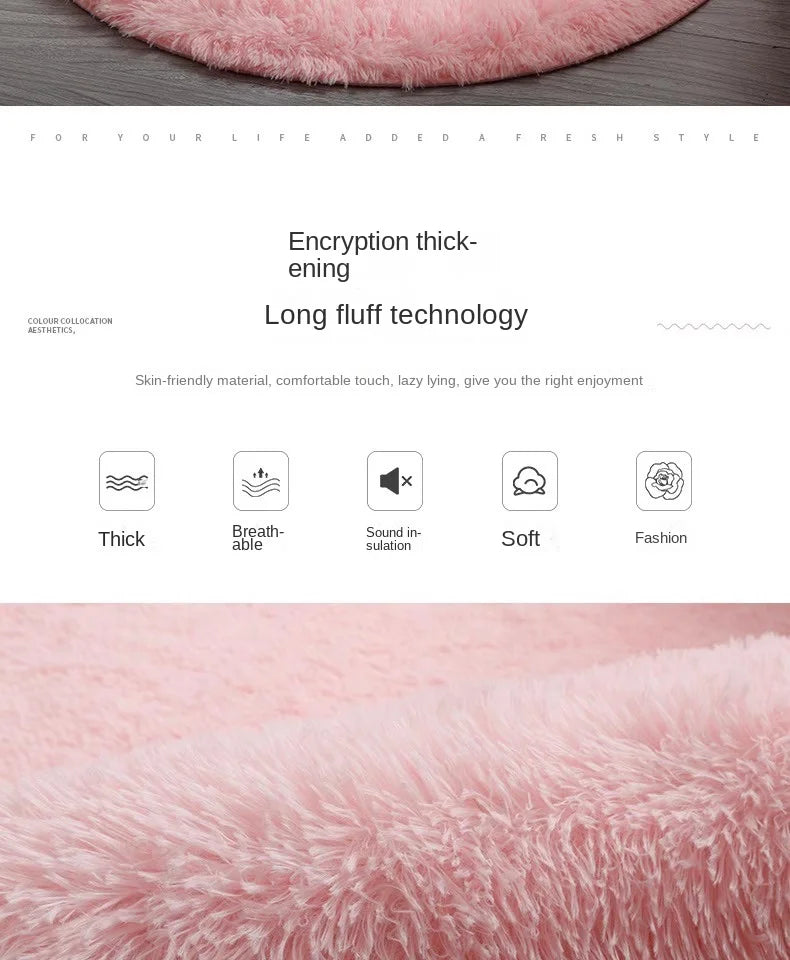 Navak Carpet Exclusive Picks Nordic ins thickened long hair tie-dyed silk hair carpet Modern simple oval bedroom bed rug, living room sofa rug