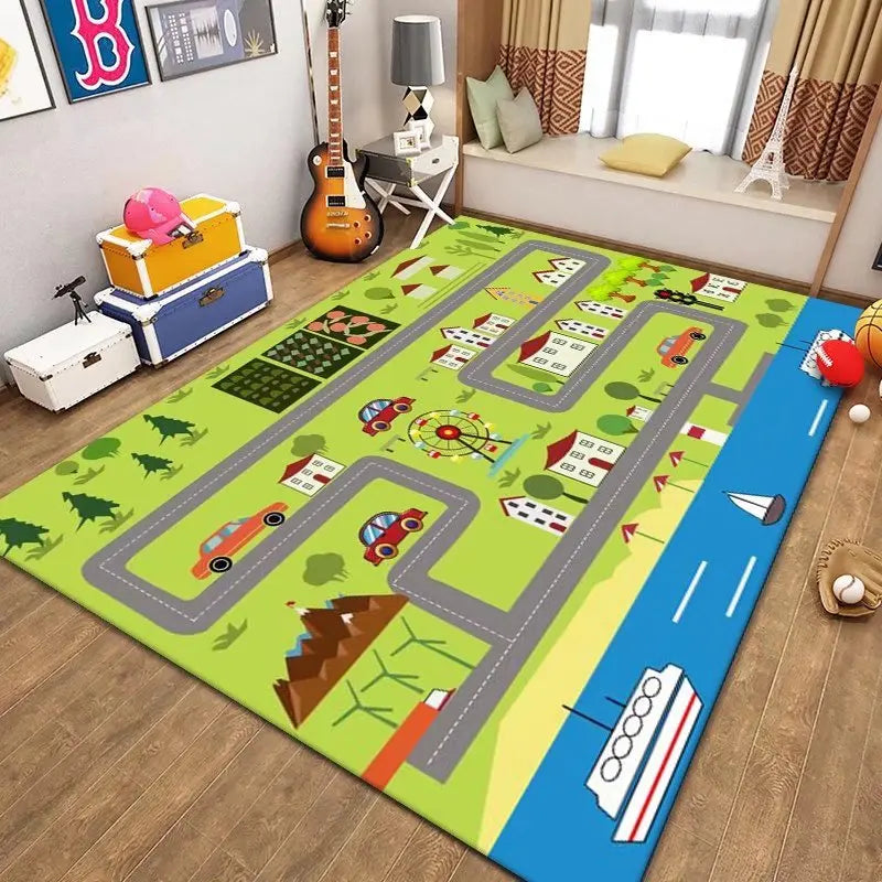Navak Carpet Thickened Flannel Carpet Living Room Children's Bedroom Decoration Floor Rug Cartoon Road Play Mat Soft Tatami Carpets Non-slip