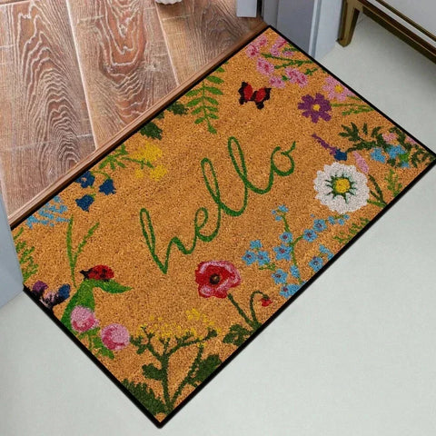 Navak Carpet 1Pc Floral Letter Print Welcome Doormat Anti-Slip Bath Rug Fade Resistant Kitchen Garden Floor Mat Washable Home Decor Carpets