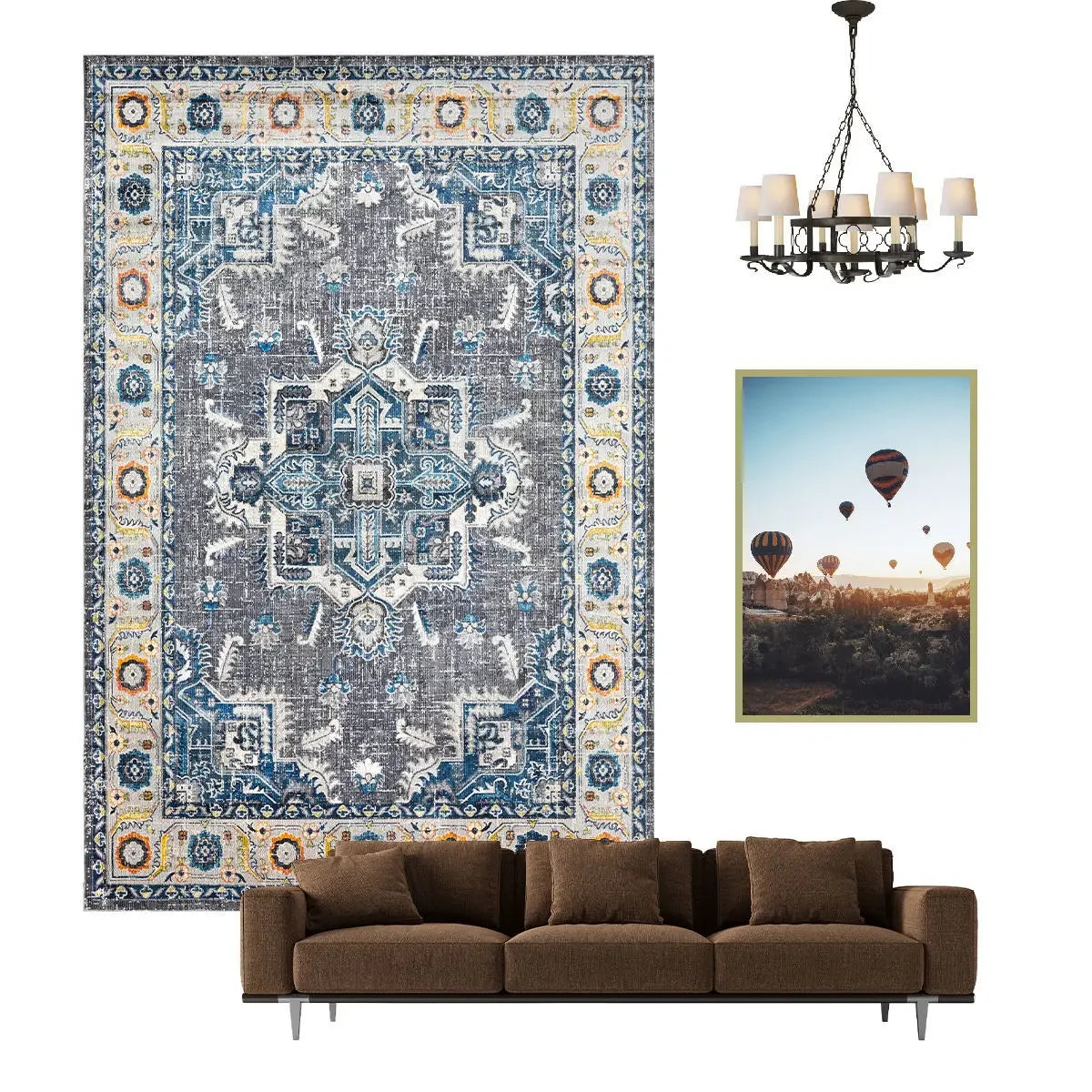 Navak Carpet Nordic Ethnic Style Retro Carpet Living Room Decoration Carpets Home Bedroom Non-slip Rug Persian Court Pattern Large Area Mat