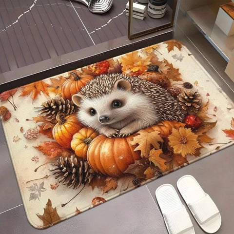 Navak Carpet Autumn Harvest Pumpkin Hedgehog Welcome Door Mat Decor Kitchen Corridor Balcony Rugs Bedroom Beside Foot Mat Bathroom Rugs
