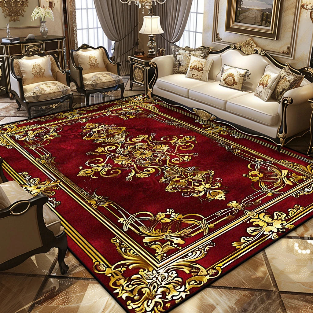 Navak Carpet Luxury Persian Retro Carpet European Decoration Easy Clean Non-slip Living Room Large Rugs Bedroom Cloakroom Washable Soft Mat