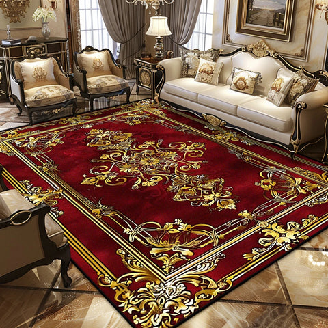 Navak Carpet Luxury Persian Retro Carpet European Decoration Easy Clean Non-slip Living Room Large Rugs Bedroom Cloakroom Washable Soft Mat
