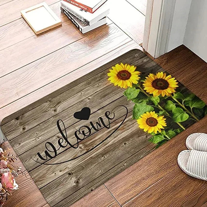 Navak Carpet Sunflower Entrance Welcome Door Mat Flowers Bedroom Bedside Decor Carpet Non-slip Bathroom Kitchen Foot Rugs for Indoor Home