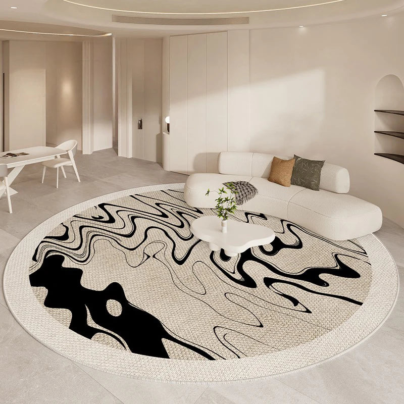 Navak Carpet Luxurious Living Room Carpet Round Beige Minimalism Rug High Quality Bedroom Study Rugs Soft Comfortable Bedside Carpets Tapete