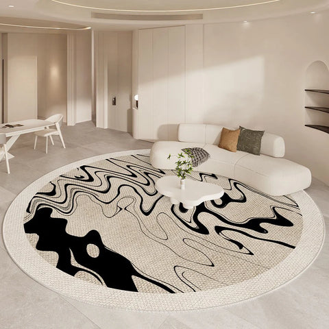 Navak Carpet Luxurious Living Room Carpet Round Beige Minimalism Rug High Quality Bedroom Study Rugs Soft Comfortable Bedside Carpets Tapete