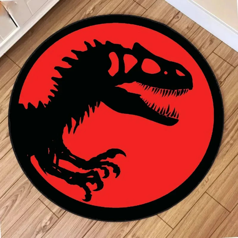 Navak Carpet Cartoon Dinosaur Print Round Carpet Non Slip Circular Rugs for Children Bedroom Decor Home Living Room Sofa Balcony Hallway Mat