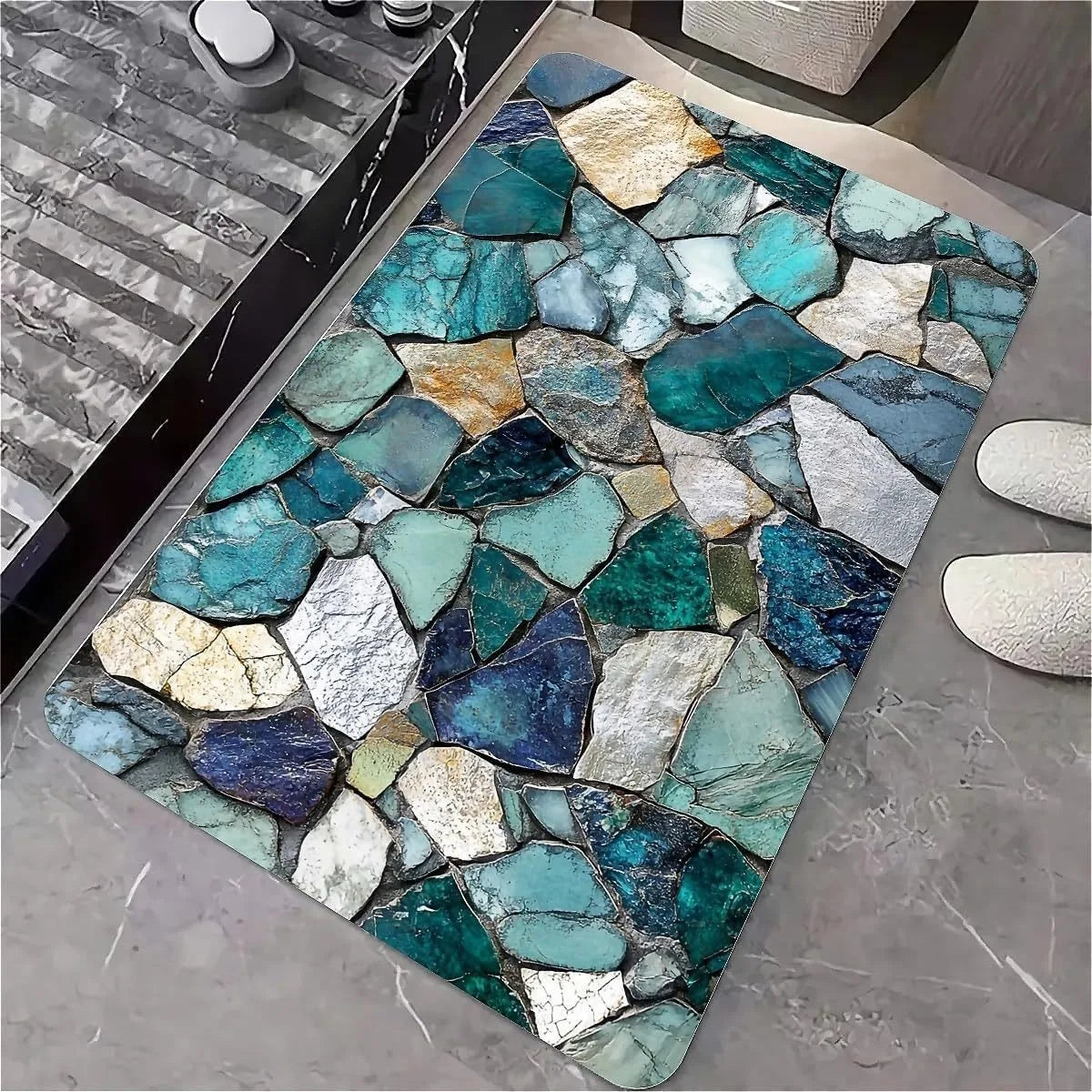 Navak Carpet Modern Simple Stone Diatomaceous Earth Bath Mat Bathroom Rug Absorbent Non-slip Foot Mats Quick Dry Shower Toilet Pad Doormat