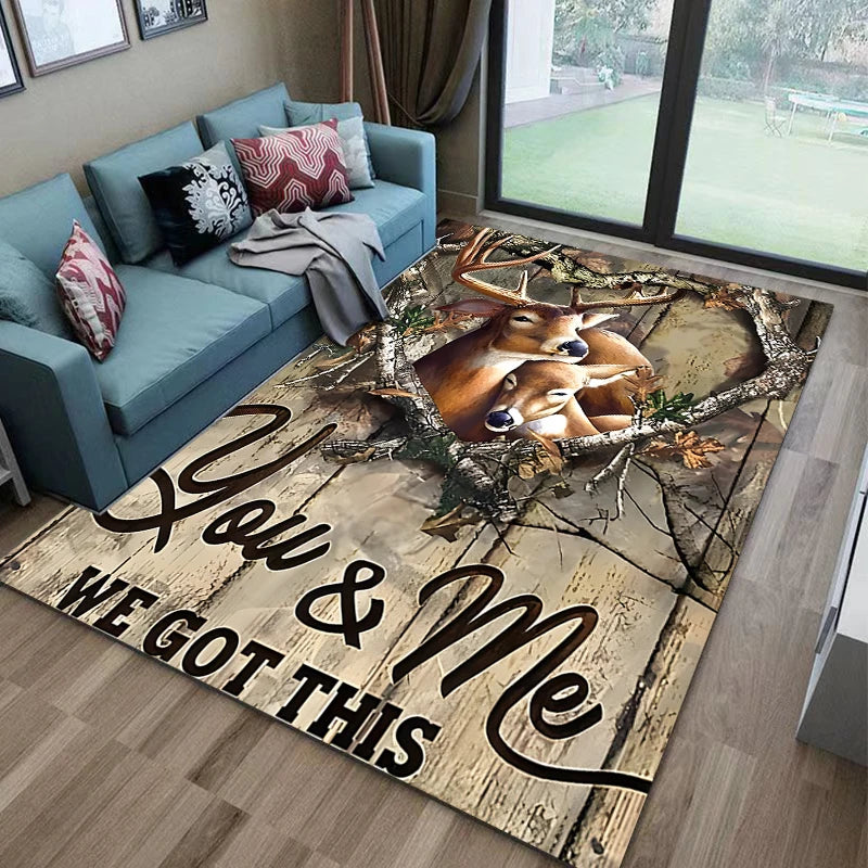 Navak Carpet 15 Sizes Flag Deer Pattern Rug Carpet for Living Room Bathroom Mat Creative Doormat Carpet for Bedroom Home Decor Alfombras Cool