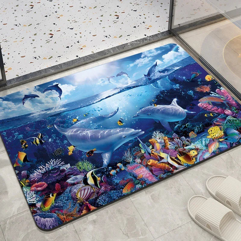 Navak Carpet Home decoration bedroom living room entrance entrance floor mat sea animal dolphin pattern kitchen bathroom absorbent carpet