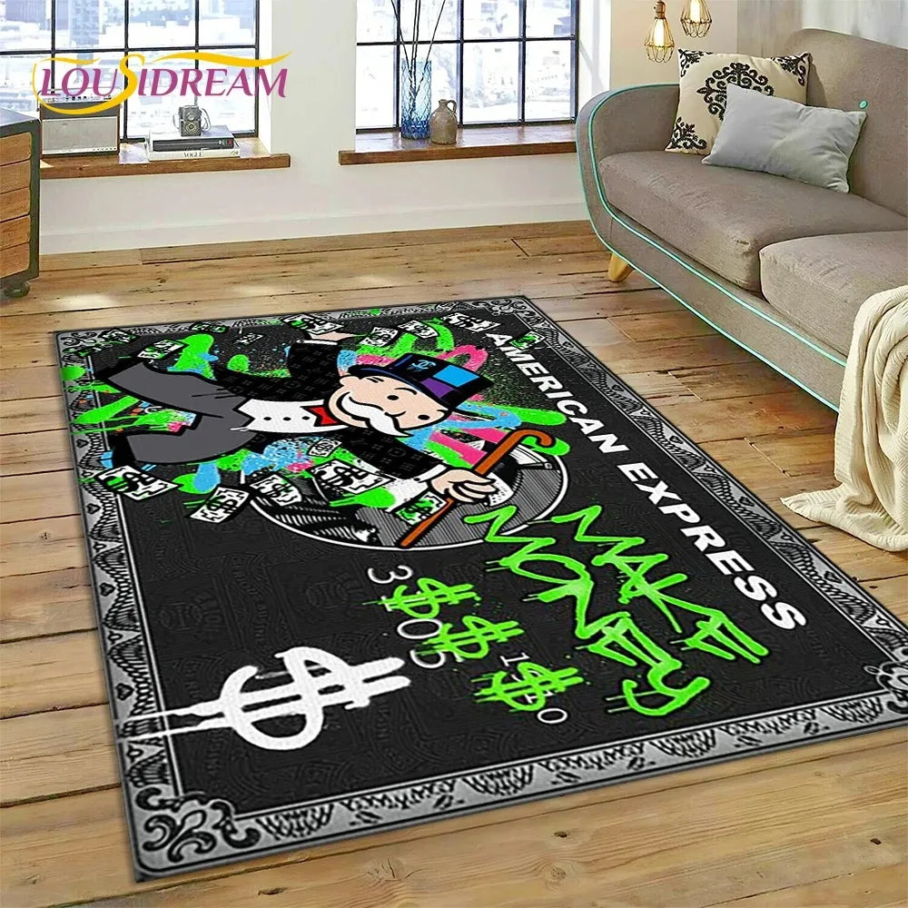 Navak Carpet Game Dollar Monopoly Cartoon Carpet Cute Money Rug For Living Room Bedroom Home Bathroom Floor Mat Non-slip Decoration Sofa