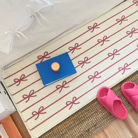 Navak Carpet Exclusive Picks Bow Imitation Cashmere Rug Comfortable Insulation Warm Bedroom Bed Blanket Girls Bed Mat Bay Window Blanket Home Decor
