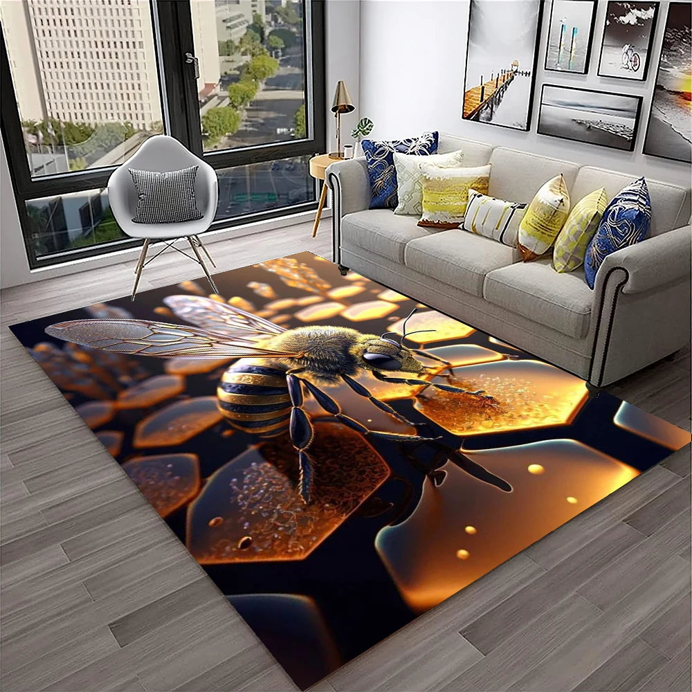 Navak Carpet Cute Bee HoneyBee Insect Cartoon 3D Carpet Rug for Home Living Room Bedroom Sofa Doormat Decor,kids Area Rug Non-slip Floor Mat