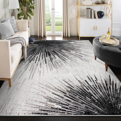Navak Carpet Washable Faux Cashmere Area Rug – Abstract Non-Slip Carpet for Living Room & Bedroom, Stain Resistant Large Floor Mat