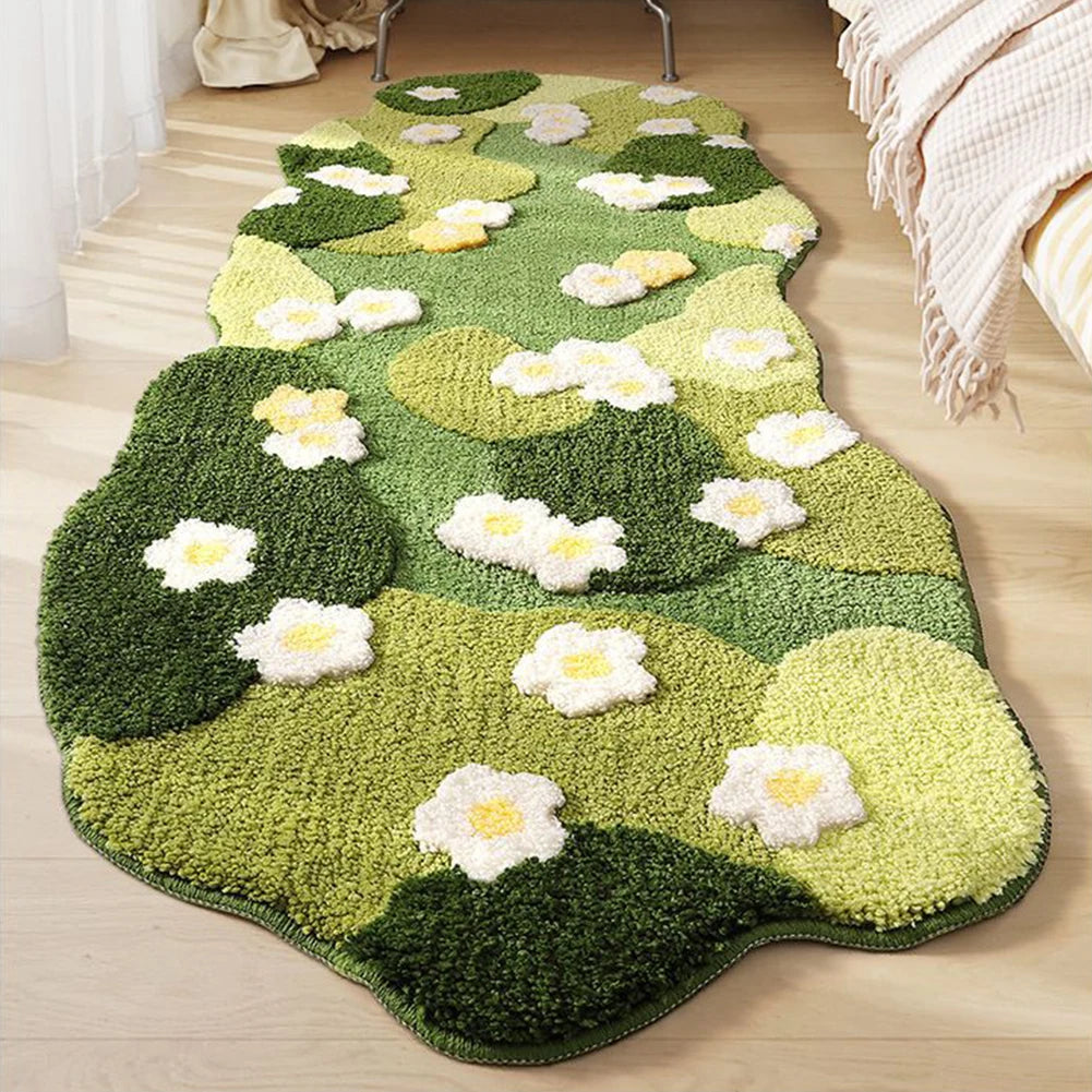 Navak Carpet Nordic 3D Moss Rug Carpet Fluffy Green Forest Irregular Floor Mat Moss Carpet Three-Dimensional Flocking Bedroom Rug