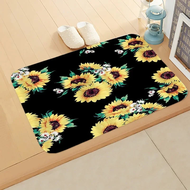 Navak Carpet Sunflower Entrance Welcome Door Mat Flowers Bedroom Bedside Decor Carpet Non-slip Bathroom Kitchen Foot Rugs for Indoor Home
