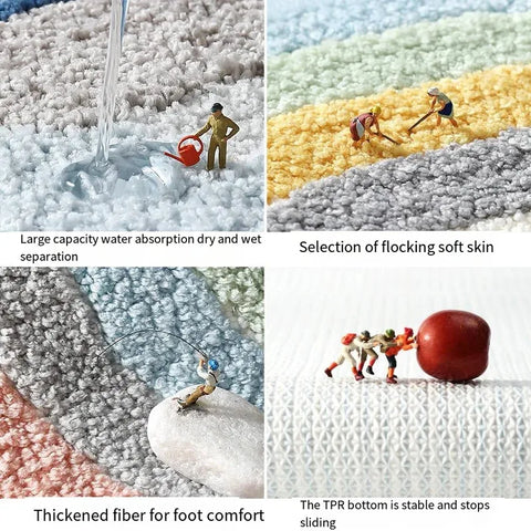 Navak Carpet Cartoon Imitation Cashmere Bathroom Mats Entry Door Quick Drying Absorbent Rugs Non-Slip Thickened Bedroom Carpets Household