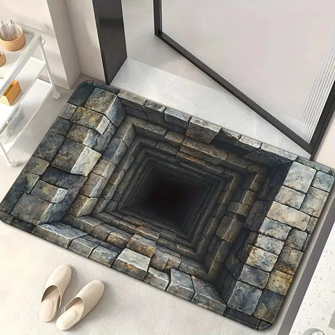 Navak Carpet Front Door Mat Entrance Brick Bottomless Hole Area Rug 3D Trap Optical Visual Illusion Rugs Playroom Floor Carpet Mat
