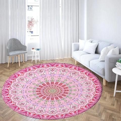 Navak Carpet Psychedelic Mandala Printed Round Carpet for Living Room Bedroom Mat Easy To Clean Festive Atmosphere Decorated Home Decor Rug