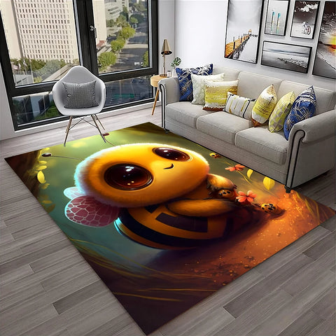 Navak Carpet Cute Bee HoneyBee Insect Cartoon 3D Carpet Rug for Home Living Room Bedroom Sofa Doormat Decor,kids Area Rug Non-slip Floor Mat