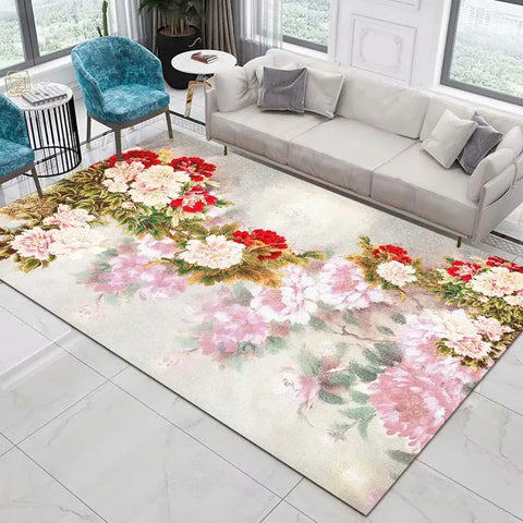 Navak Carpet Home Decor Entrance Door Mat Flower Rose Peony Pastoral 3D Printed Carpet Living Room Rugs Furry Mat Carpet Bedroom Decoration