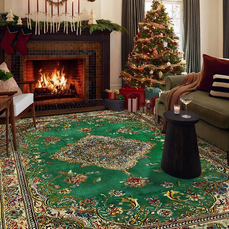 Navak Carpet Persian Retro Rugs for Living Room Christma Decoration Home Sofa Area Plush Carpet Bedroom Bedside Non-slip Washable Foot Mat